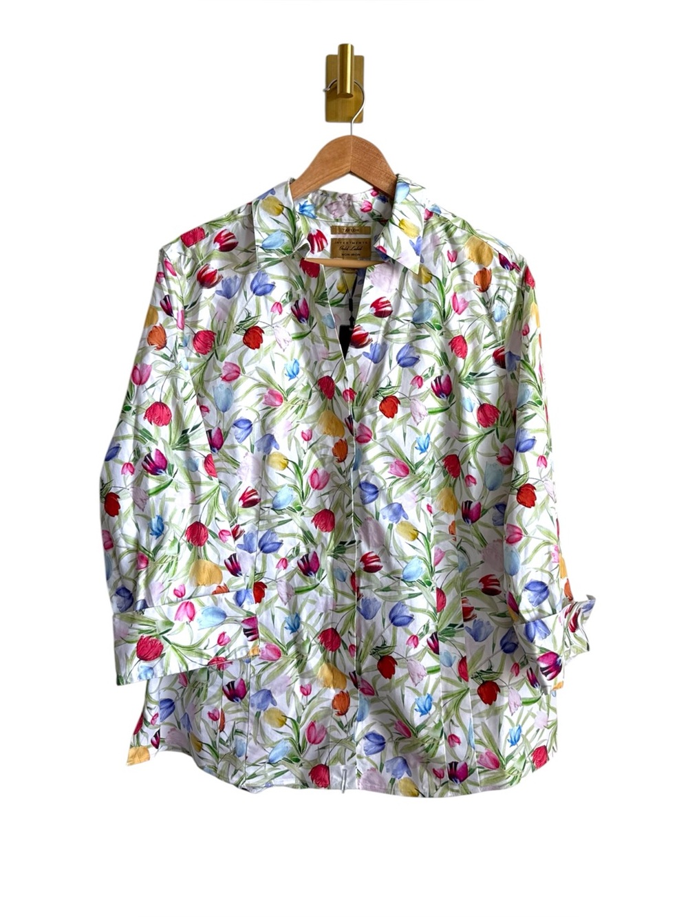 Investments Gold Label Taylor Non-Iron Floral Tulip Button Down Shirt 18